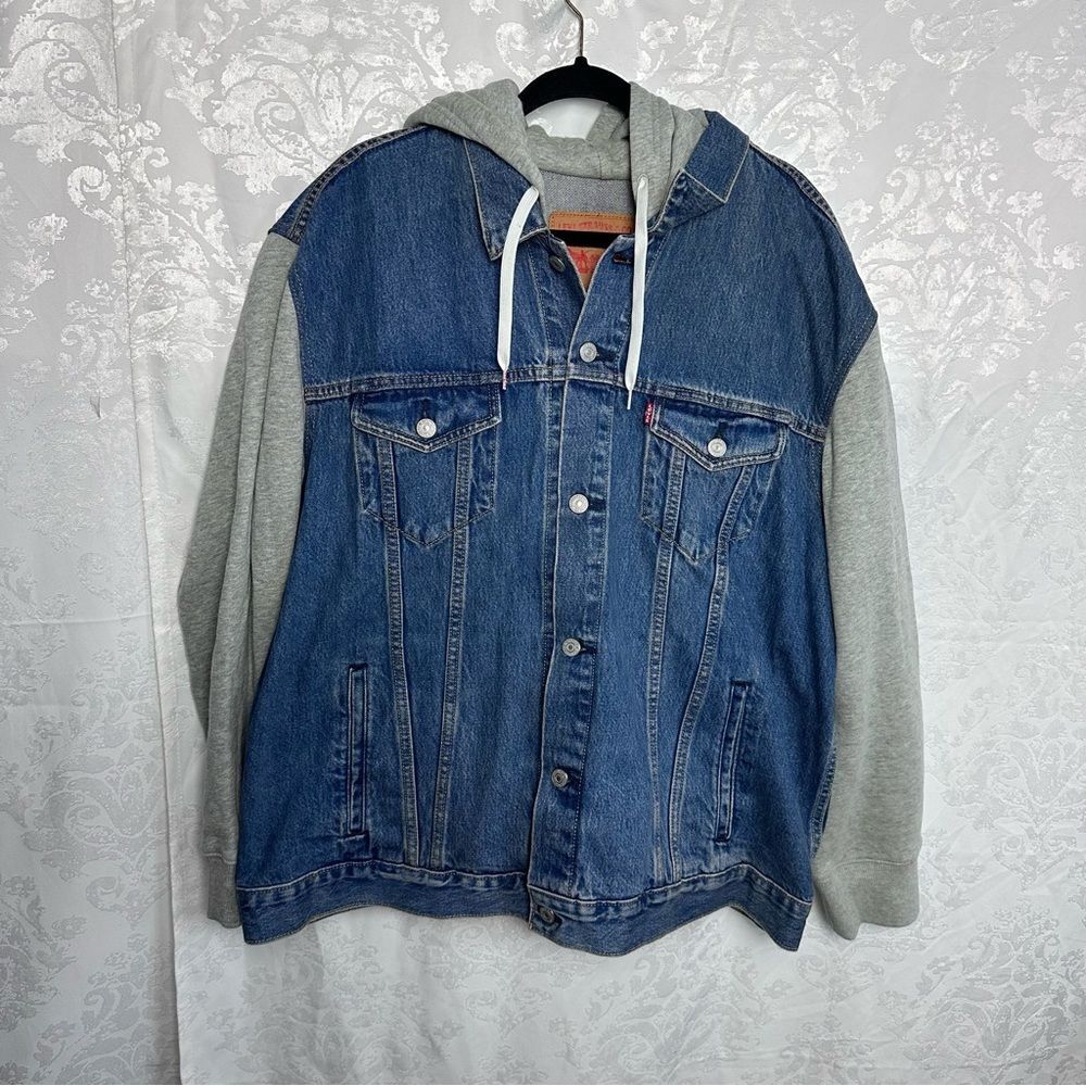 Levi's Mens Hybrid Hoodie Denim Trucker Jacket